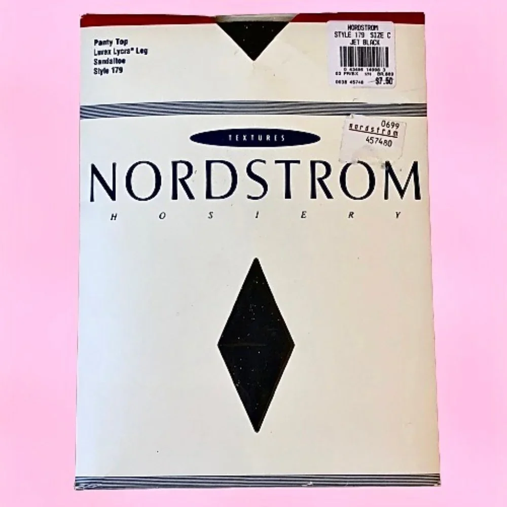 Vintage 90s Nordstrom Pantyhose JET BLACK METALLIC SPRINKLES size C